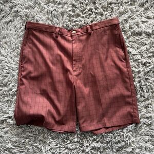 Men's Burgundy Checkered Athletic Shorts
